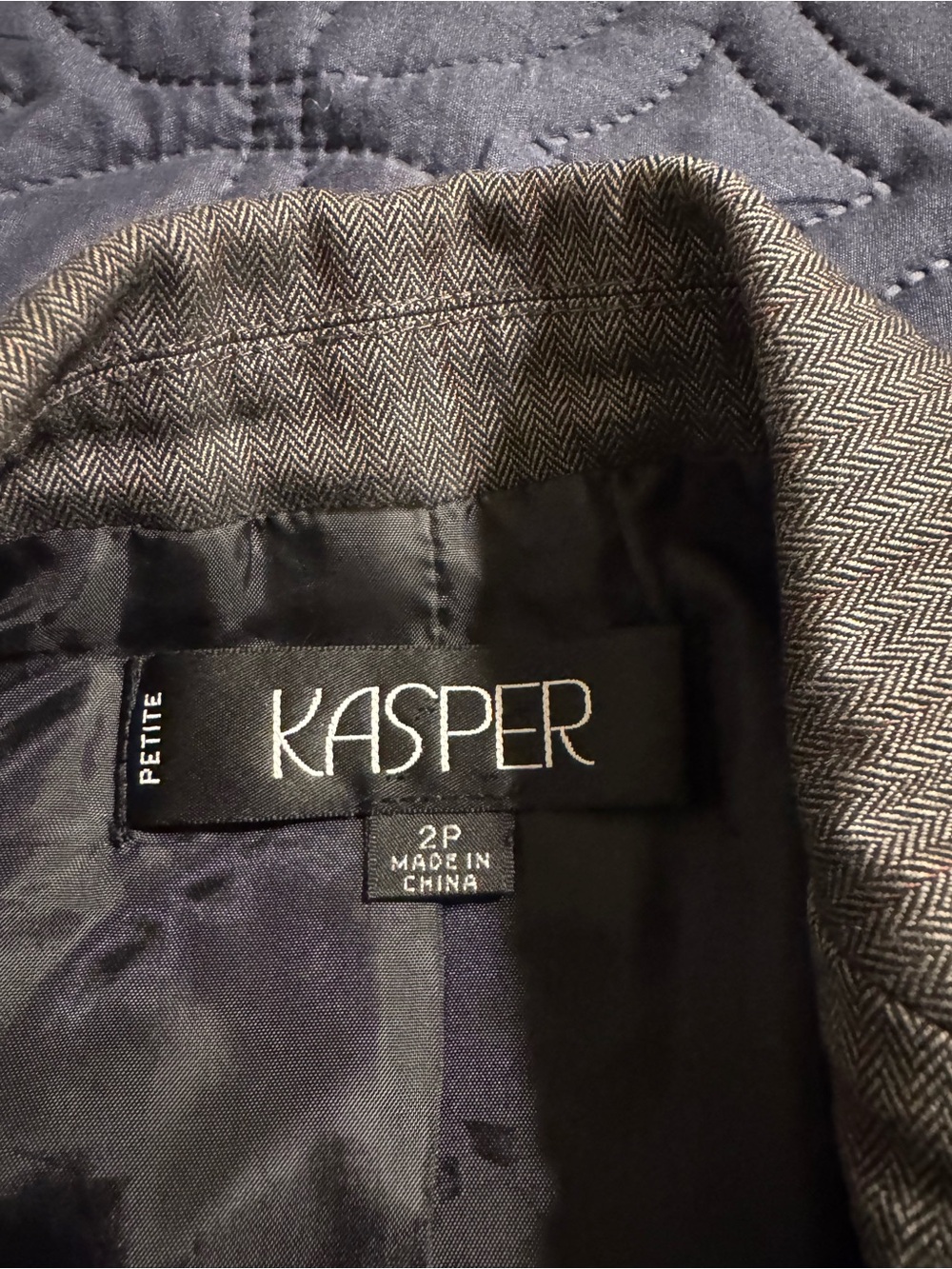 Kasper Petite Herringbone Gray Blazer